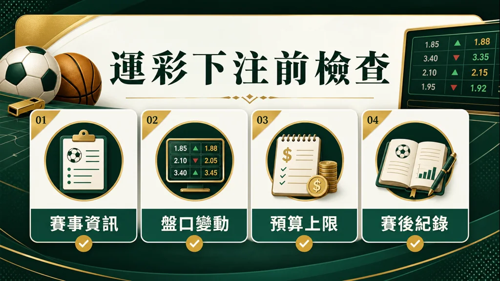 運彩下注前檢查賽事資訊盤口變動預算上限與賽後紀錄圖解