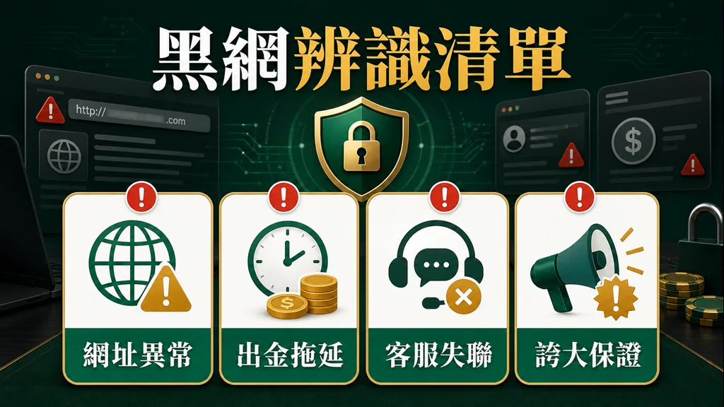 黑網辨識清單網址異常出金拖延客服失聯與誇大無法承諾結果圖解